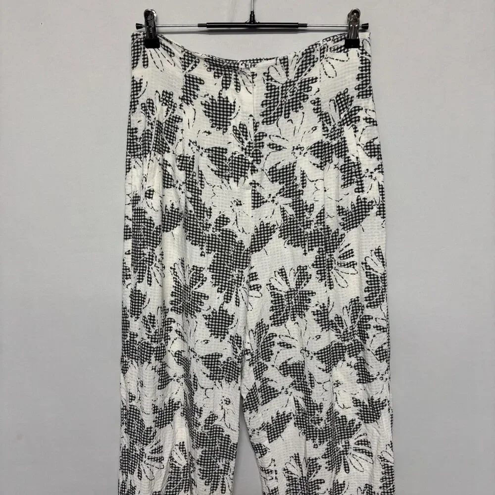 Free People Pull On Wide Leg Pants Size US 8 UK 12 Floral Polyester D126 -8